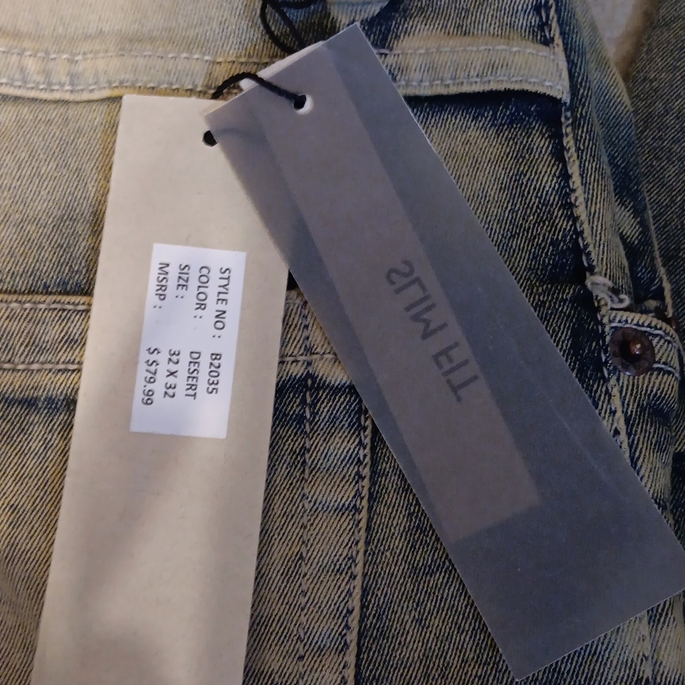 2 Pair Slim Skinny Fit Jeans. Taker And Copper Rivet Brands. Sz 32/32.desert/blu - Picture 3 of 9